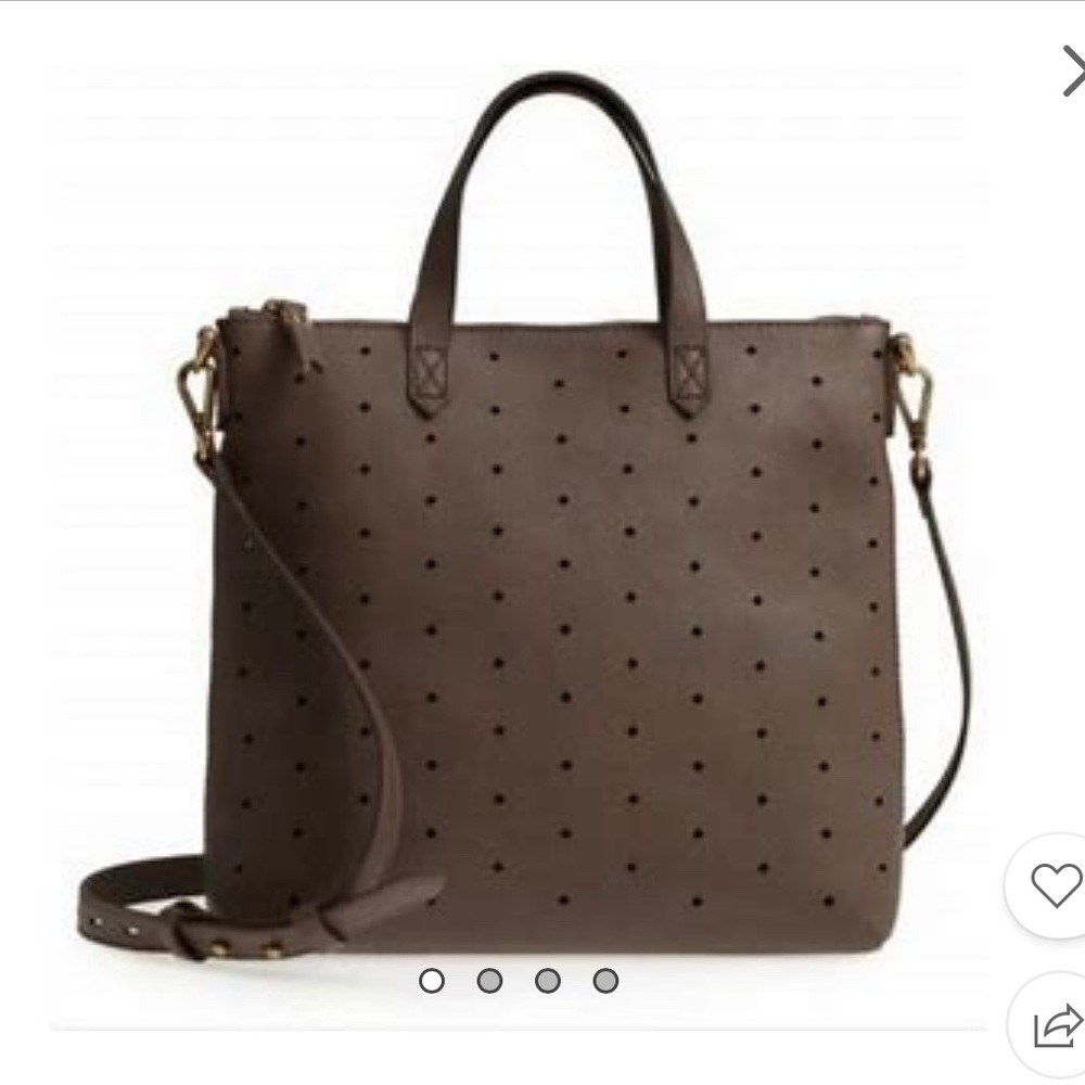 Madewell Mini Transport Perforated Leather Crossbody Bag, Color: Brown.